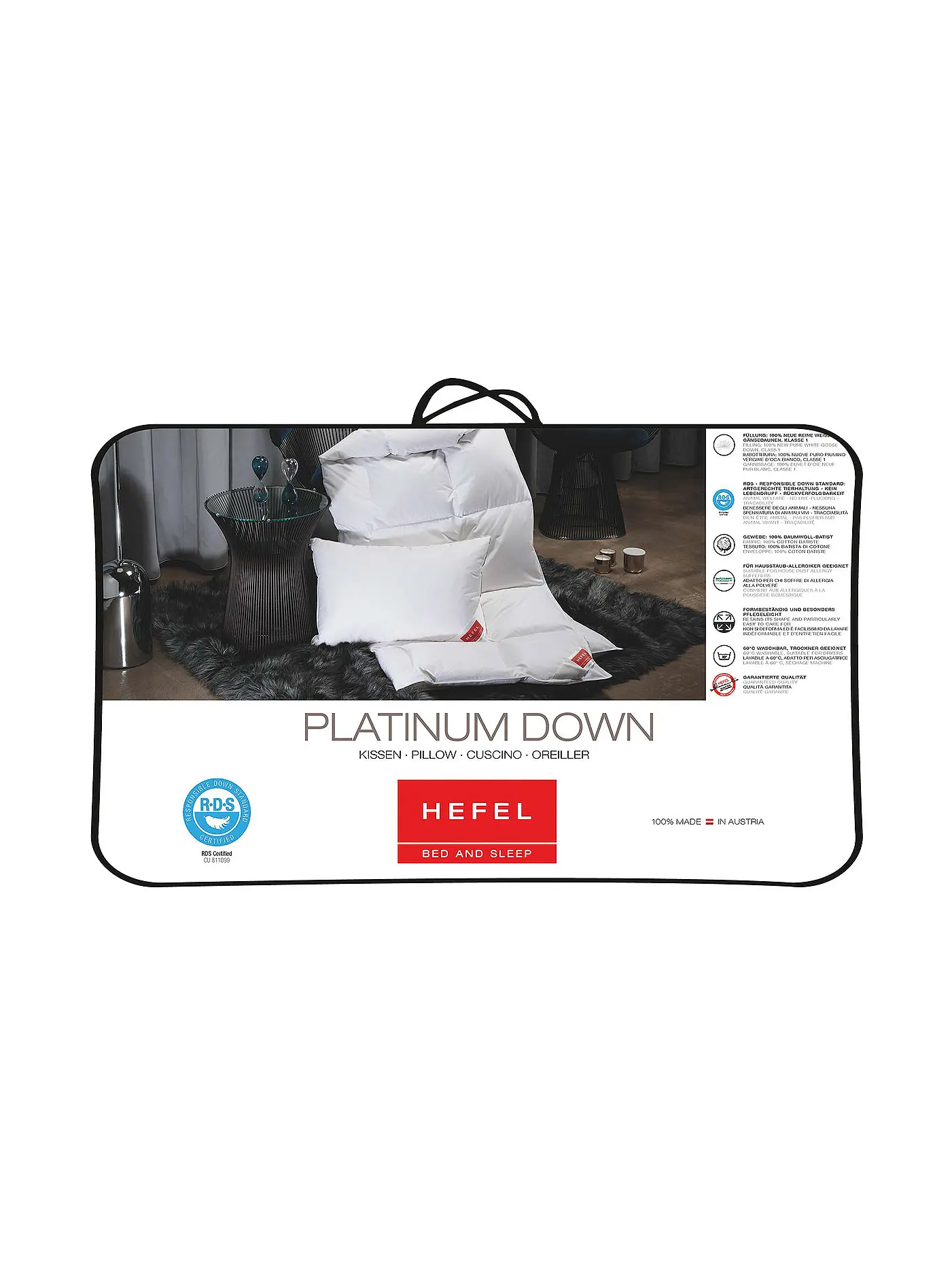 HEFEL | Kissen "Platinum Down" 40x60cm (340g) | 